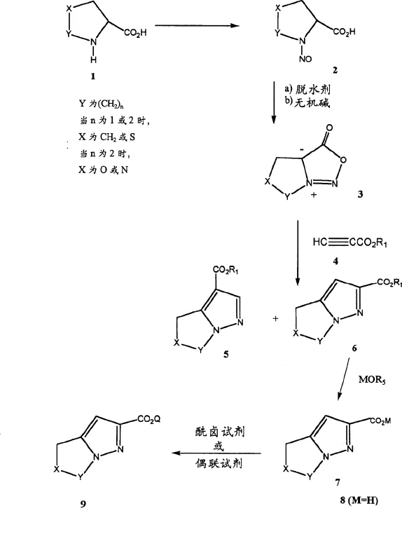 Overall synthetic scheme showing the conversion of amino acids to bicyclic heteroaryl aldehydes via meso-ionic synthons