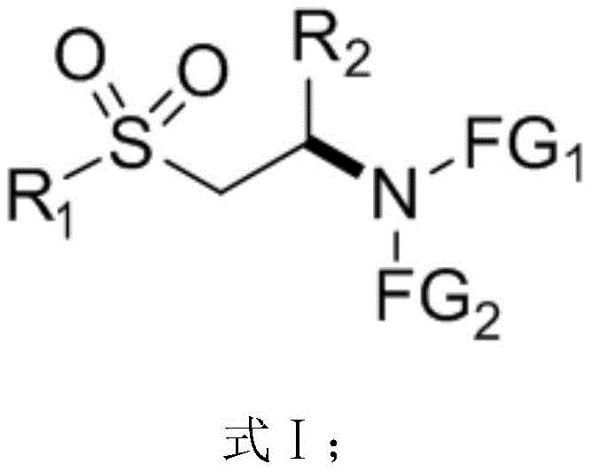 General molecular structure of beta-sulfonyl chiral amino compound Formula I