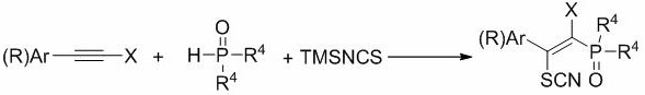 General reaction scheme for beta-thiocyanato alkenyl phosphono derivatives