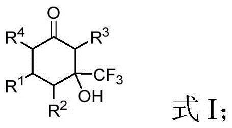 General structural formula of beta-trifluoromethyl-beta-hydroxy substituted cyclohexanone derivatives