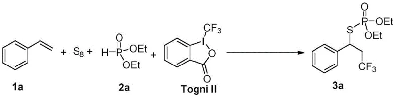 Specific example reaction scheme for synthesizing compound 3a from styrene