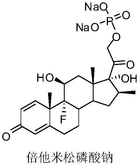 Chemical structure of Betamethasone Sodium Phosphate showing the phosphate ester group and steroid backbone