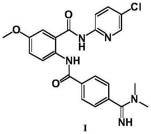 Chemical structure of Betrixaban (Formula I) showing the core benzamide and pyridine motifs