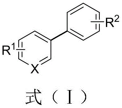 General structural formula of biaryl compounds showing variable substituents R1 and R2