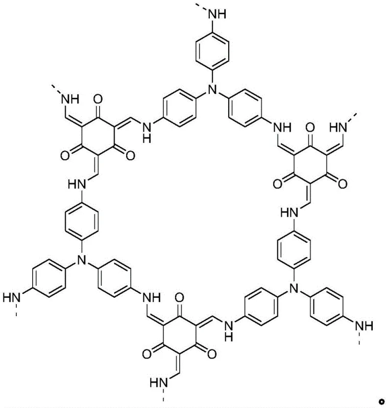 Chemical structure of TAPA-TFP COF photocatalyst used for C-C bond coupling