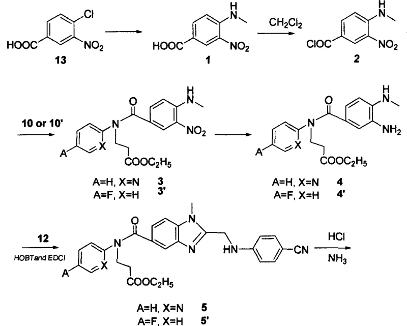 Optimized synthetic route for BIBR-953 and BIBR-1048 starting from 3-nitro-4-chlorobenzoic acid