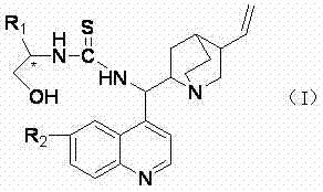 General structural formula (I) of the bifunctional thiourea catalyst showing variable R1 and R2 groups