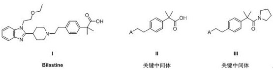 Chemical structure of Bilastine and its key intermediate showing the quaternary carbon center