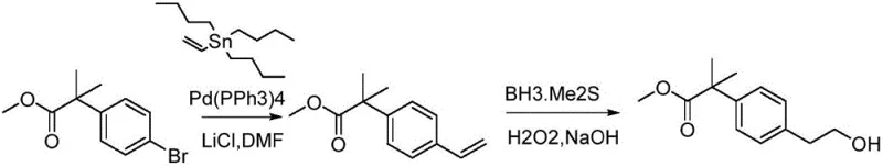 Prior art synthesis route using hazardous borane and peroxide reagents