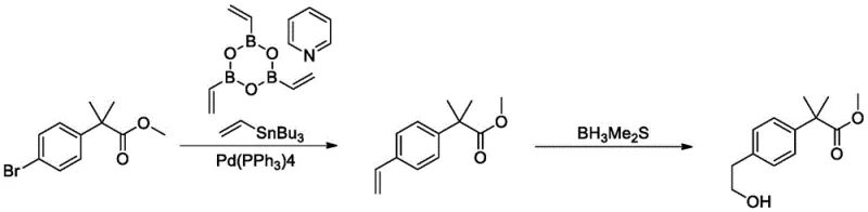 Prior art synthetic route utilizing toxic organotin reagents and palladium catalysts