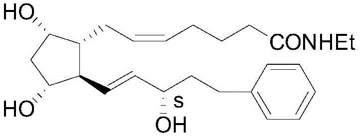 Chemical structure of Bimatoprost showing the critical chiral centers targeted by the new synthesis method