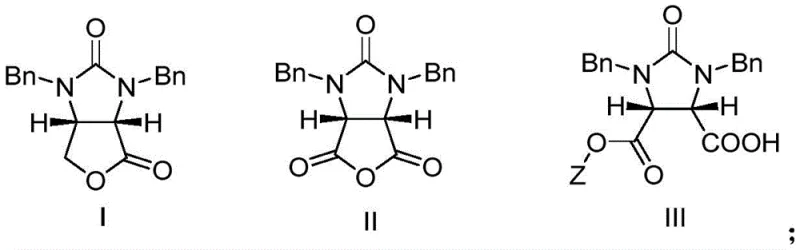 Overall synthetic route from cyclic anhydride II to chiral lactone I via intermediate III