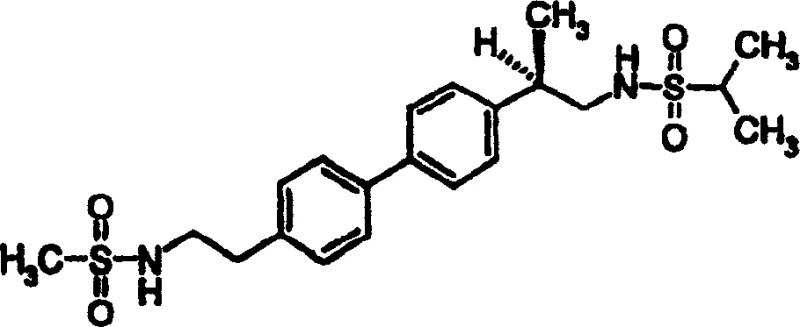 Chemical structure of Formula I biphenyl compound target molecule