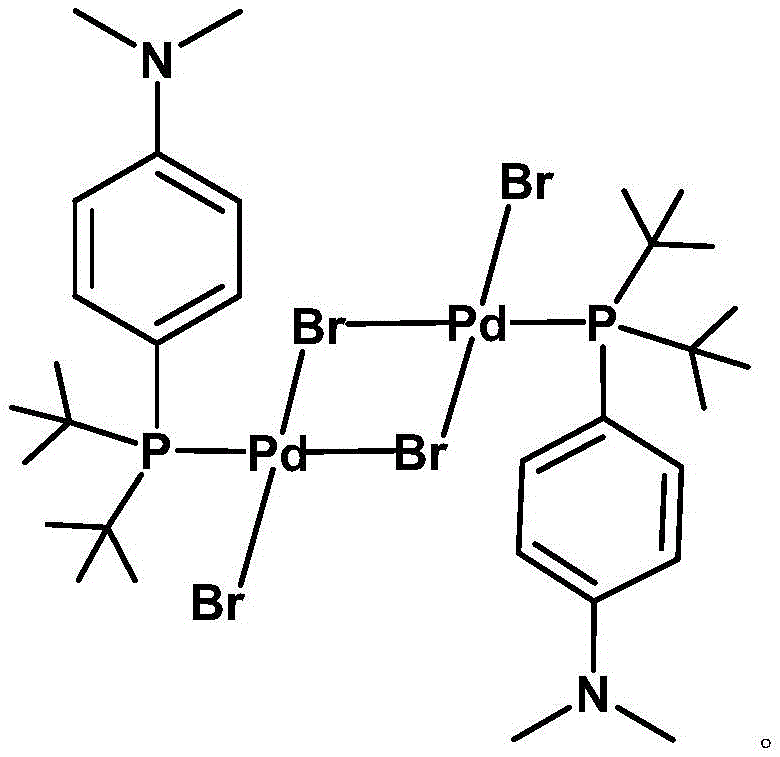 Single crystal structure of the binuclear palladium complex showing the Pd2Br2 four-membered ring core