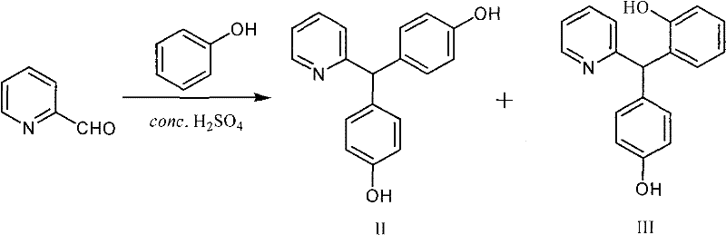 Condensation reaction of 2-pyridylaldehyde and phenol showing formation of para and ortho isomers