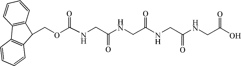 Chemical structure of Fmoc-Gly-Gly-Gly-Gly-OH reagent used in Bivalirudin synthesis