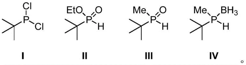 Reaction scheme showing the four-step synthesis from PCl3 to Borane Methyl Tert-Butylphosphine Hydrogen