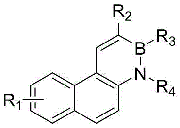 General structural formula of borazaphenanthrene derivatives showing variable R groups for property tuning