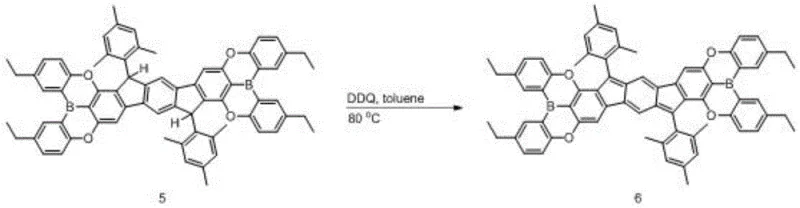 Specific chemical structure of Product 6 from Example 1 showing ethyl-substituted boron radical