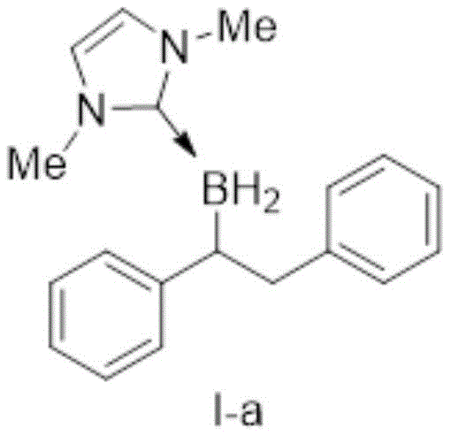 Chemical structure of representative boronate compound I-a showing NHC stabilization