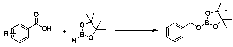 General reaction scheme showing carboxylic acid conversion to boronic ester using n-butyllithium catalyst