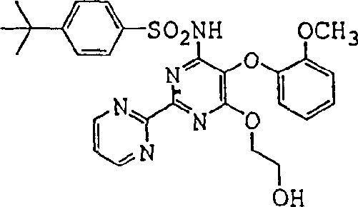 Chemical structure of Bosentan showing the target application