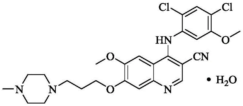 Chemical structure of Bosutinib showing the quinoline core and side chains