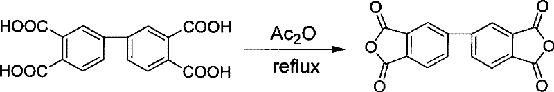 Dehydration of biphenyltetracarboxylic acid to dianhydride using acetic anhydride