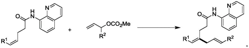 General reaction scheme for the synthesis of branched 1,4-diene amide derivatives using Pd catalysis