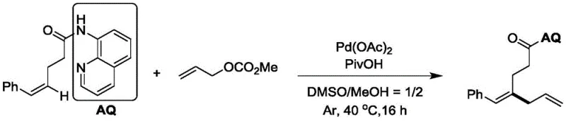 Specific synthesis example of (E)-4-benzylidene-N-(quinolin-8-yl)hept-6-enamide