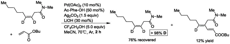 Deuterium labeling experiment confirming the cyclometallic transition state and selectivity of the reaction