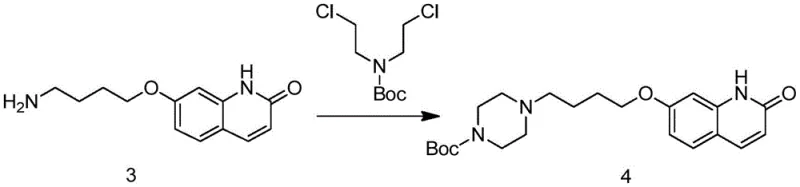 Cyclization step forming the protected piperazine ring using Boc-bis-2-chloroethylamine