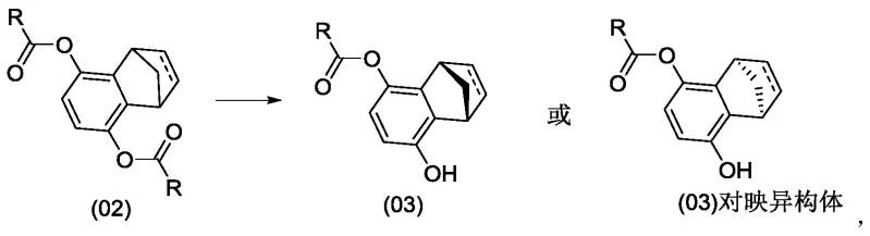 Core enzymatic hydrolysis reaction converting diester to chiral monoester