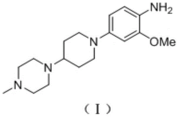 Chemical structure of the target Brigatinib intermediate 2-methoxy-4-(4-(4-methylpiperazin-1-yl)piperidin-1-yl)aniline (I)