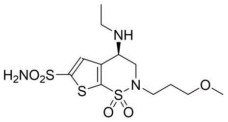Chemical structure of Brinzolamide showing the core thieno-thiazine scaffold