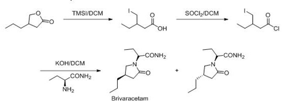 Prior art synthesis route showing racemic starting material and mixture formation