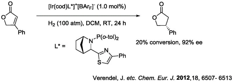 Prior art Ir-catalyzed hydrogenation showing low conversion