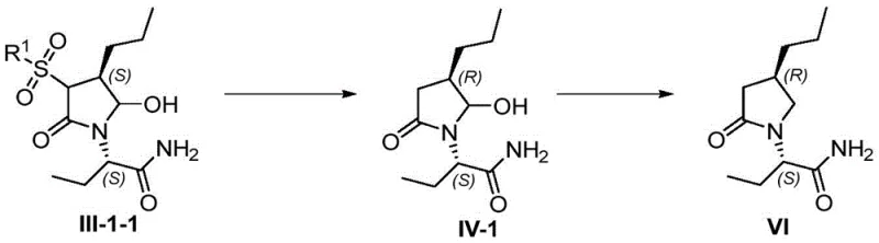 Conversion of intermediate III-1-1 to final Brivaracetam VI via reductive de-protection