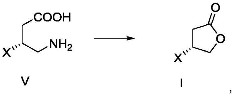 General reaction scheme showing the cyclization of Compound V to Compound I using nitrite