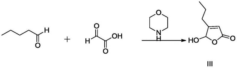Synthesis of furanone precursor from glyoxylic acid and n-valeraldehyde