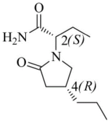 Chemical structure of Brivaracetam showing the 2S and 4R chiral centers