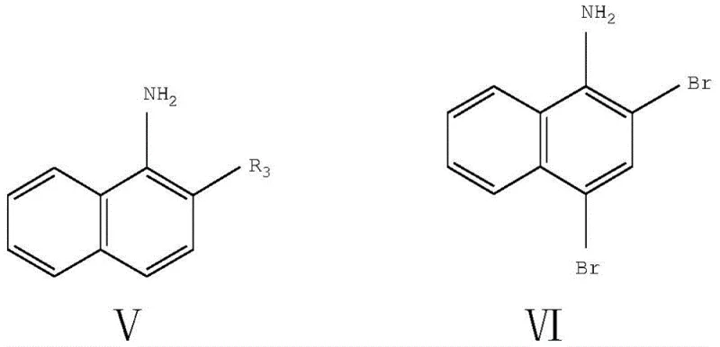 Reaction scheme for di-bromination of amino-substituted naphthalene derivatives