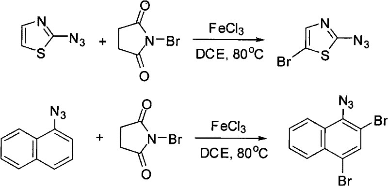 Substrate scope showing bromination of thiazole and naphthalene derivatives