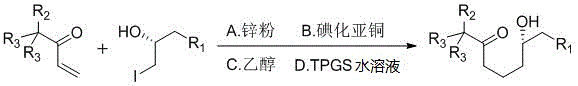 General reaction scheme for aqueous radical coupling of alkenone and iodoalkane to form Bryostatin C-ring skeleton
