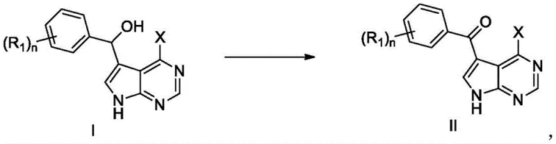 Reaction scheme showing the oxidation of Formula I to Formula II using IBX