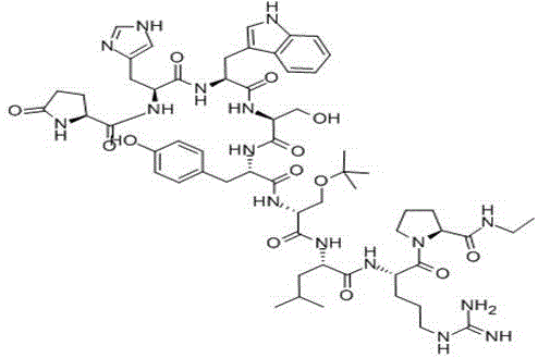 Chemical structure of Buserelin showing the nonapeptide sequence