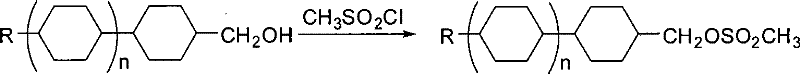 General reaction scheme showing conversion of alcohol to methanesulfonate using MsCl and base in THF