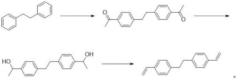 General synthetic route from 1,2-diphenylethane to BVPE showing the three key transformation steps