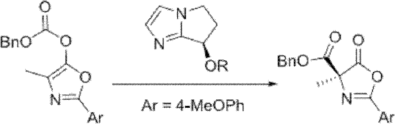 Reaction scheme showing asymmetric Steglich rearrangement of O-acyl azlactone to C-acyl azlactone catalyzed by chiral bicyclic imidazole