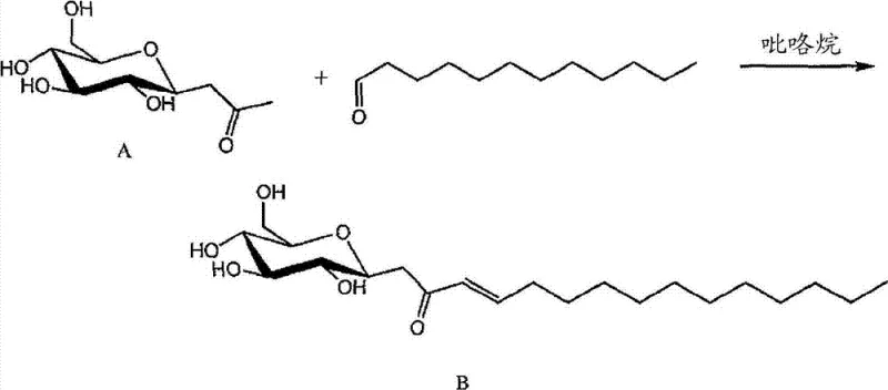 Scheme II illustrating the aldol condensation of intermediate A with an aldehyde to form the final enone-glycolipid
